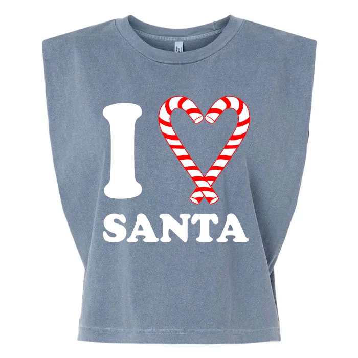 I Heart Santa Candy Cane Garment-Dyed Women's Muscle Tee