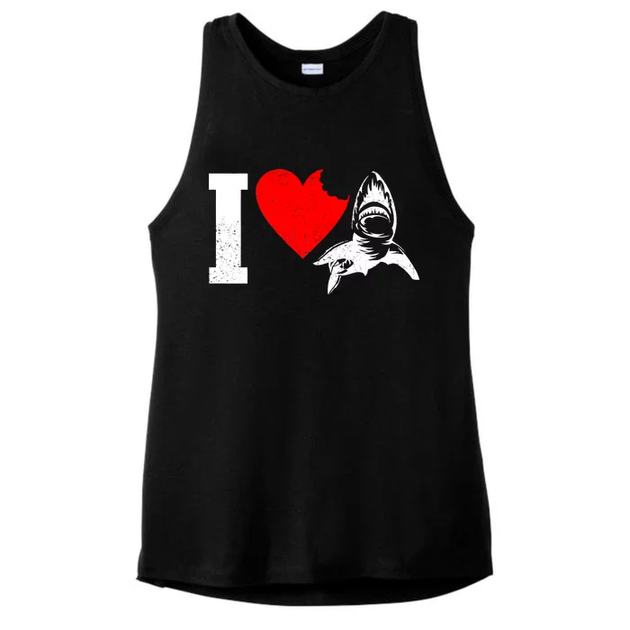 I Heart Sharks Ladies Tri-Blend Wicking Tank