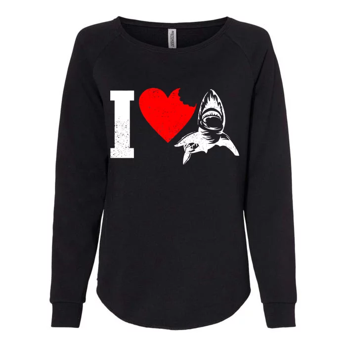 I Heart Sharks Womens California Wash Sweatshirt