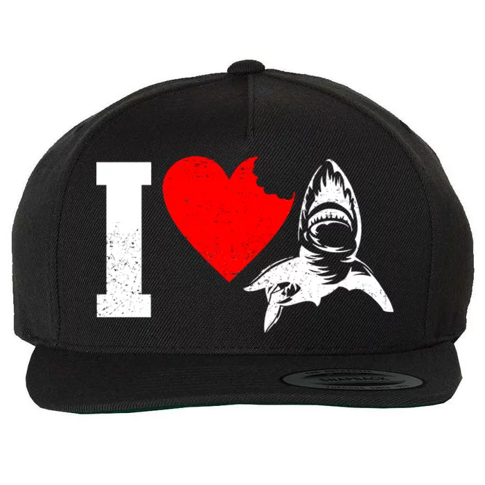 I Heart Sharks Wool Snapback Cap