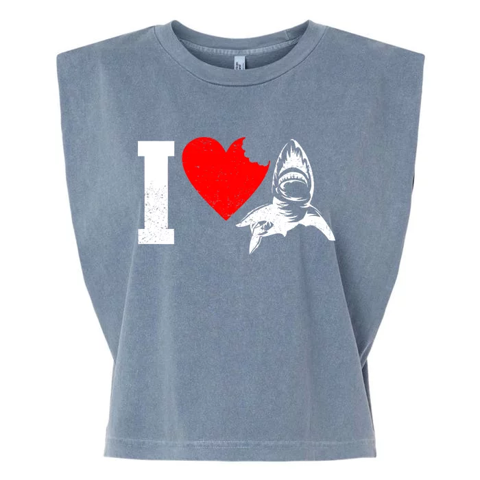 I Heart Sharks Garment-Dyed Women's Muscle Tee