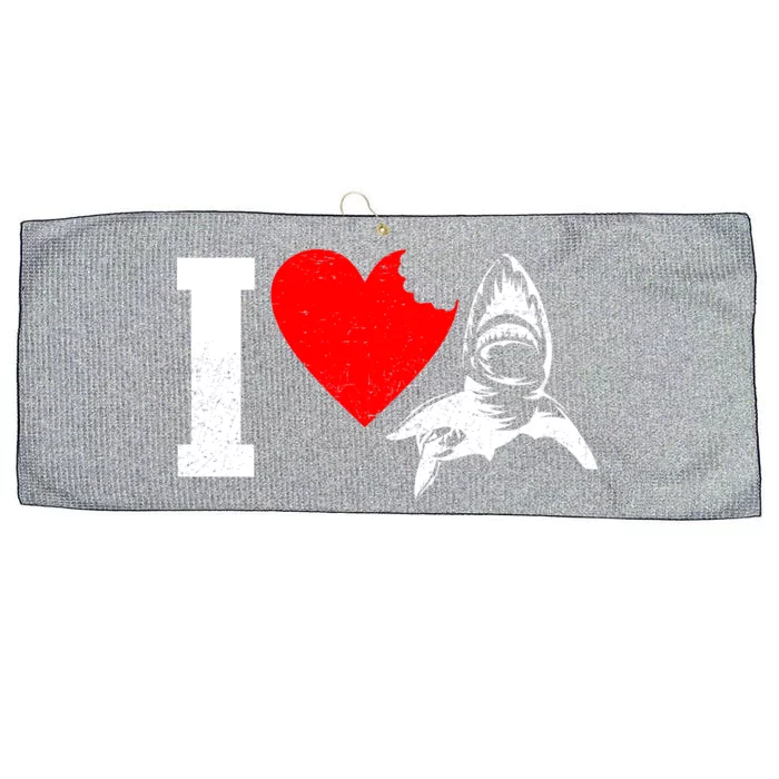 I Heart Sharks Large Microfiber Waffle Golf Towel