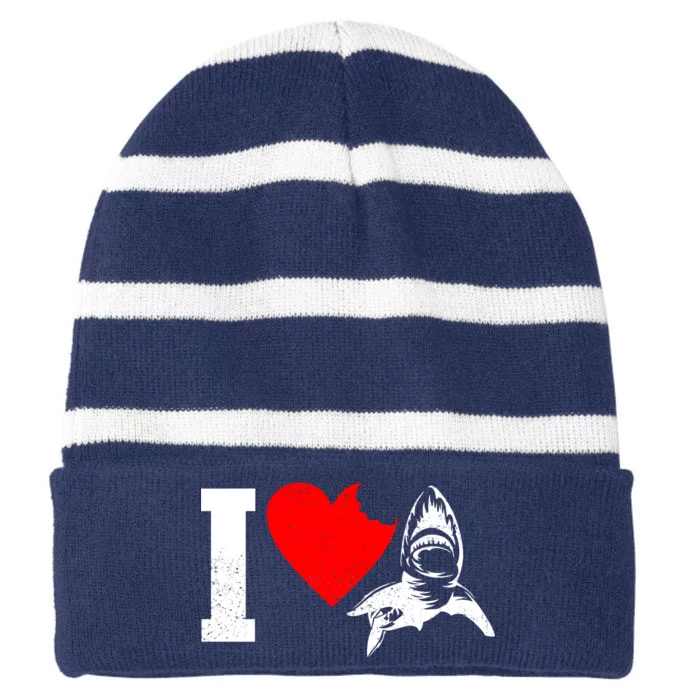 I Heart Sharks Striped Beanie with Solid Band