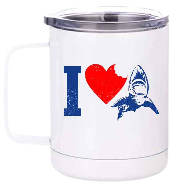 I Heart Sharks Front & Back 12oz Stainless Steel Tumbler Cup