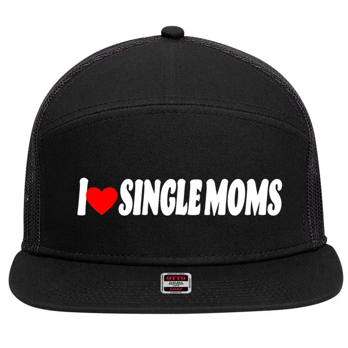 I Heart Single Moms 7 Panel Mesh Trucker Snapback Hat