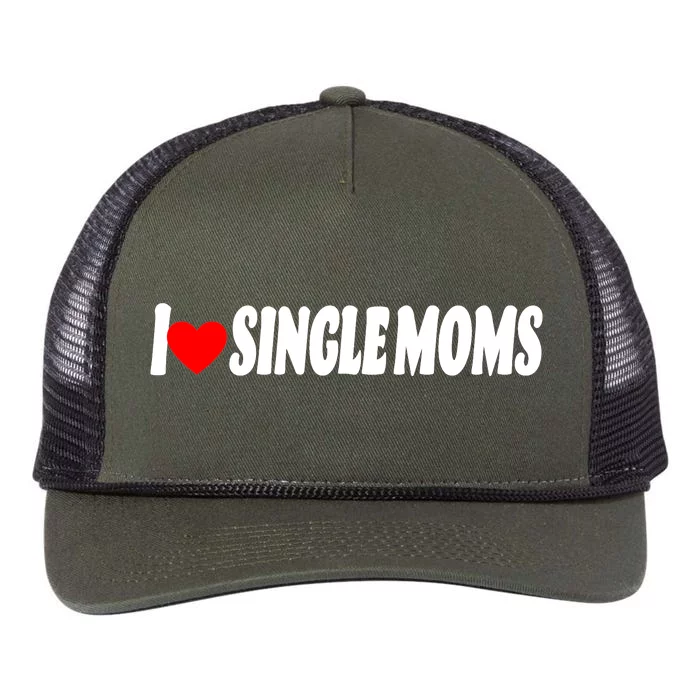 I Heart Single Moms Retro Rope Trucker Hat Cap