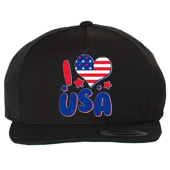 I Heart USA Wool Snapback Cap