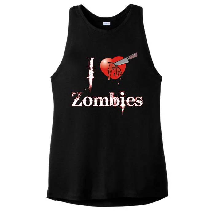 I Heart Zombies Ladies Tri-Blend Wicking Tank