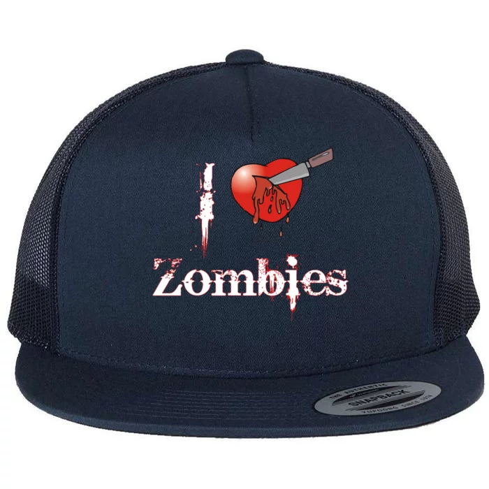 I Heart Zombies Flat Bill Trucker Hat