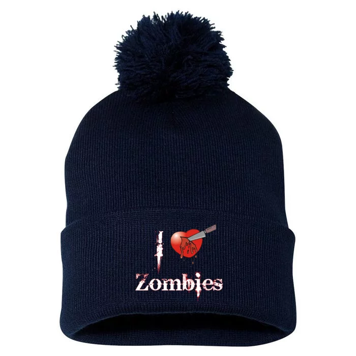 I Heart Zombies Pom Pom 12in Knit Beanie