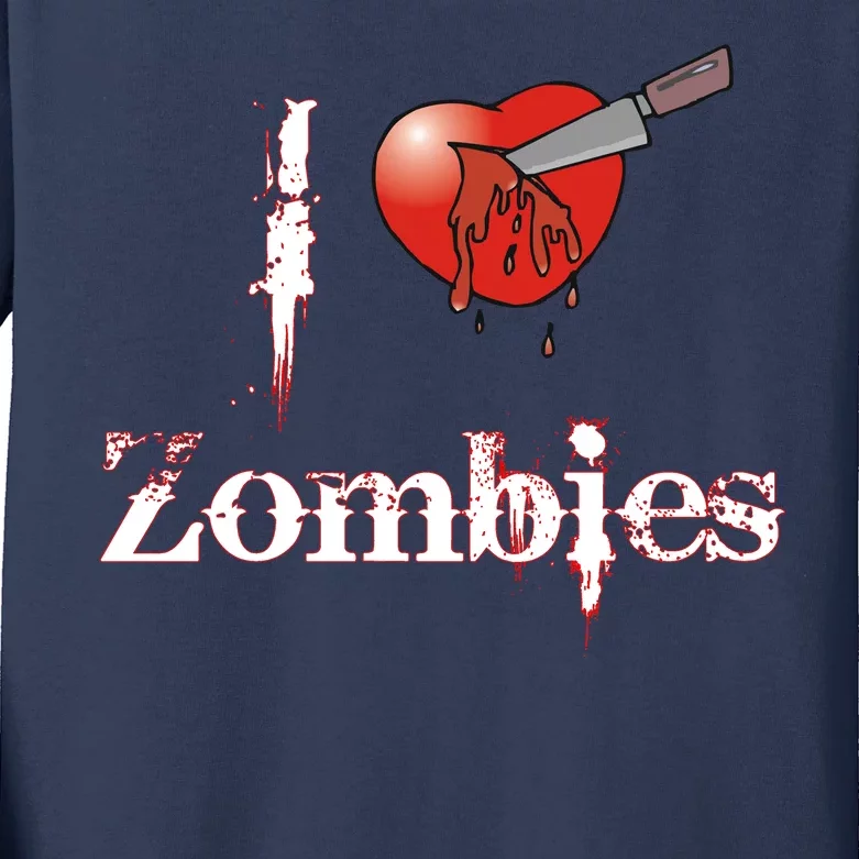 I Heart Zombies Kids Long Sleeve Shirt