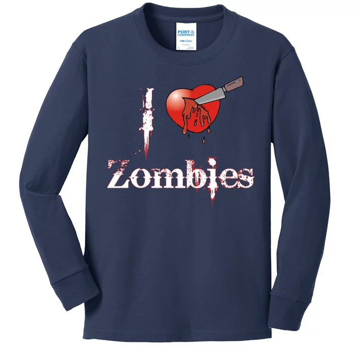 I Heart Zombies Kids Long Sleeve Shirt