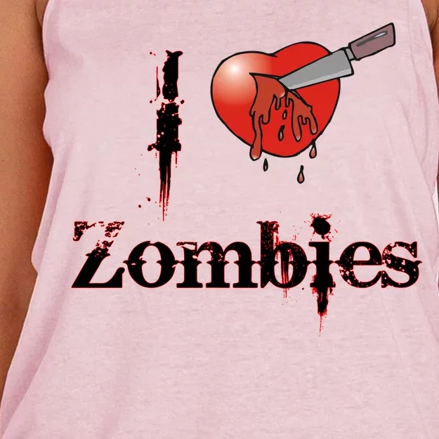 I Heart Zombies Women's Knotted Racerback Tank