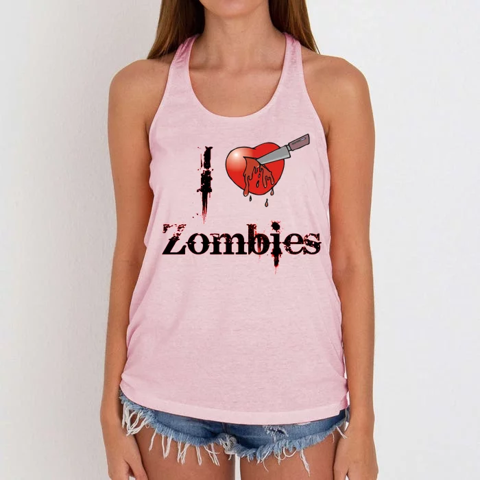 I Heart Zombies Women's Knotted Racerback Tank