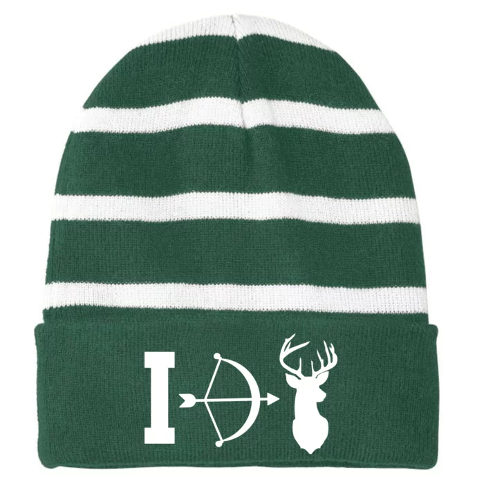 I Hunt Deer Striped Beanie with Solid Band