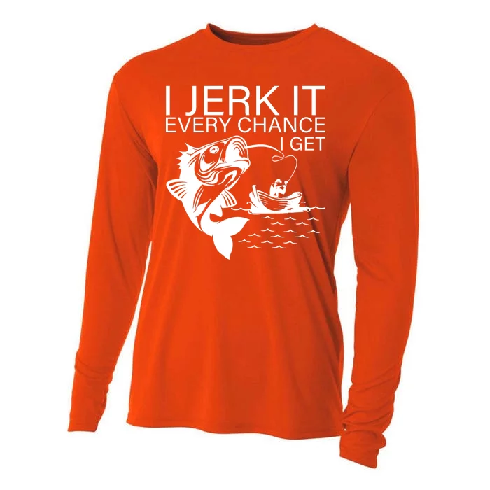 I Jerk It Every Chance I Get Funny Fishing Cooling Performance Long Sleeve Crew