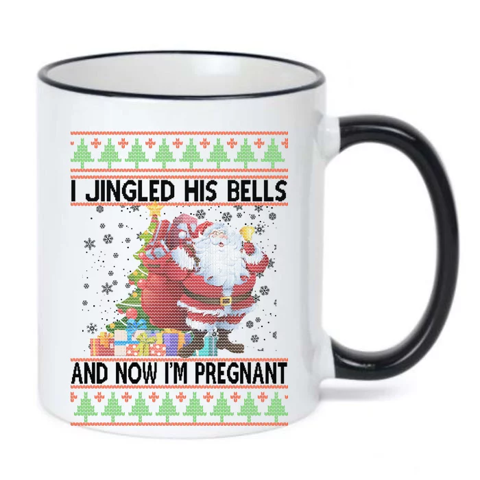 I Jingle His Bells Now I'm Pregnant Ugly Christmas Black Color Changing Mug