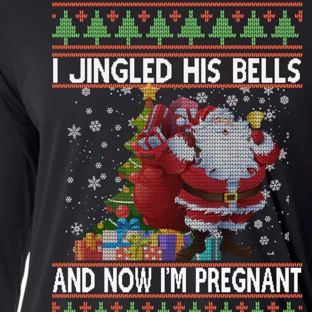 I Jingle His Bells Now I'm Pregnant Ugly Christmas Cooling Performance Long Sleeve Crew