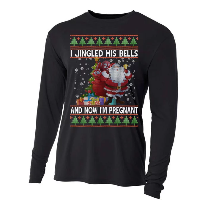 I Jingle His Bells Now I'm Pregnant Ugly Christmas Cooling Performance Long Sleeve Crew