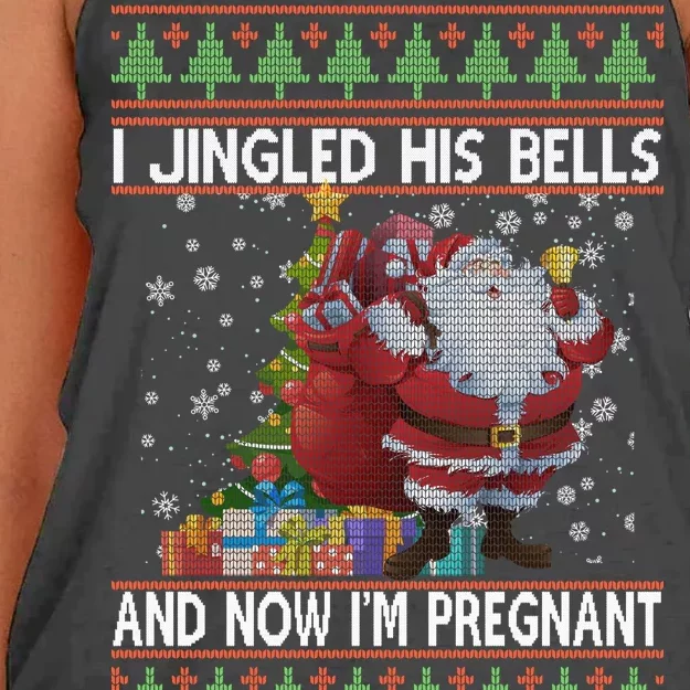 I Jingle His Bells Now I'm Pregnant Ugly Christmas Women's Knotted Racerback Tank