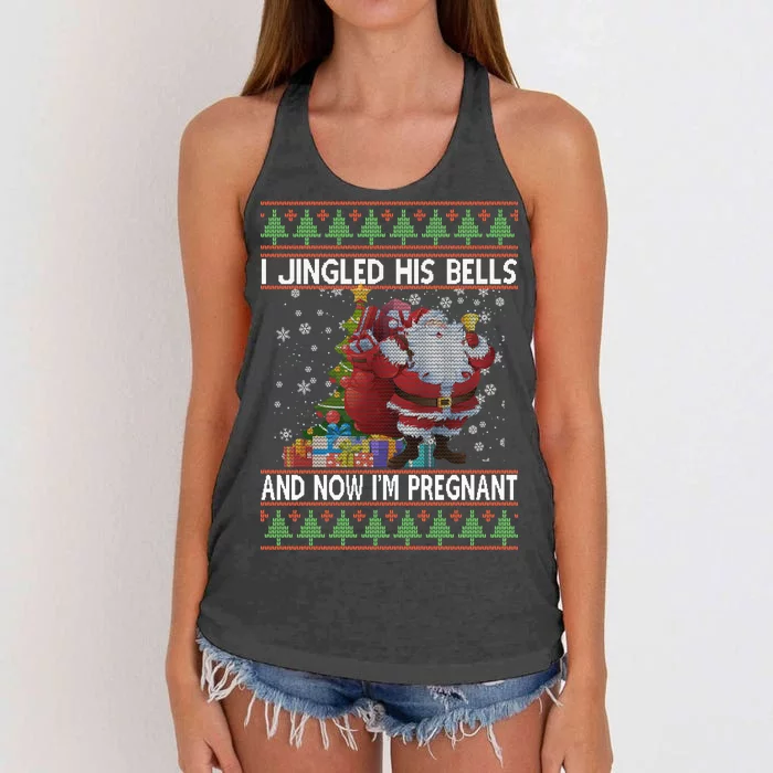 I Jingle His Bells Now I'm Pregnant Ugly Christmas Women's Knotted Racerback Tank