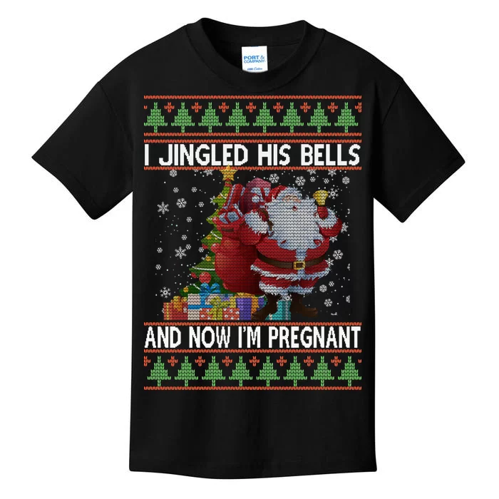 I Jingle His Bells Now I'm Pregnant Ugly Christmas Kids T-Shirt