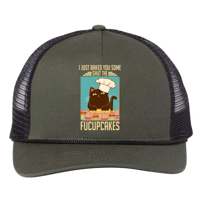 I Just Baked You Some Shut The Fucupcakes Cat Retro Rope Trucker Hat Cap