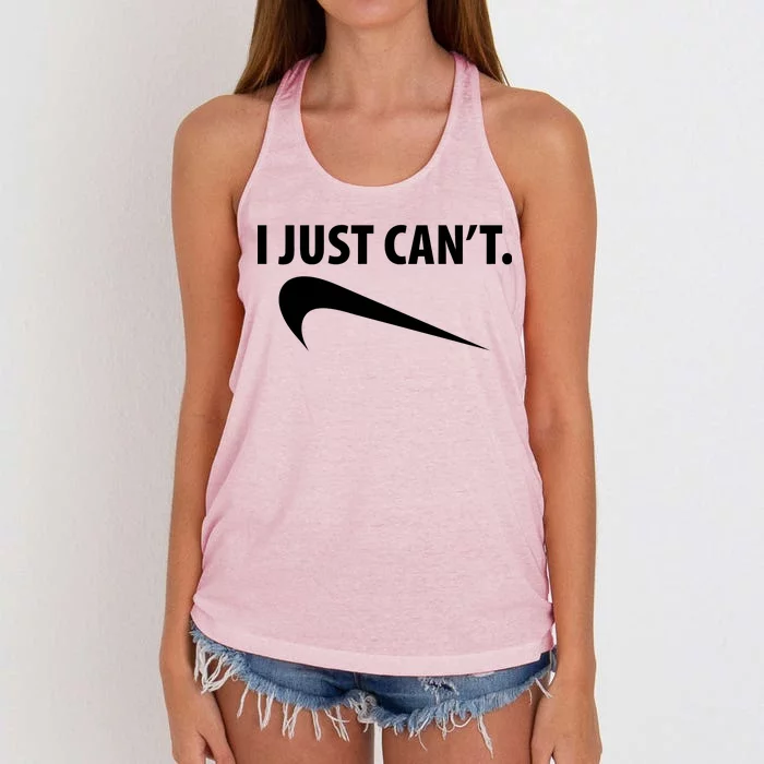 I Just Can't Funny Parody Women's Knotted Racerback Tank