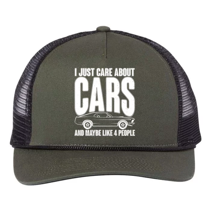 I Just Care About Cars and Maybe Like 4 People Retro Rope Trucker Hat Cap