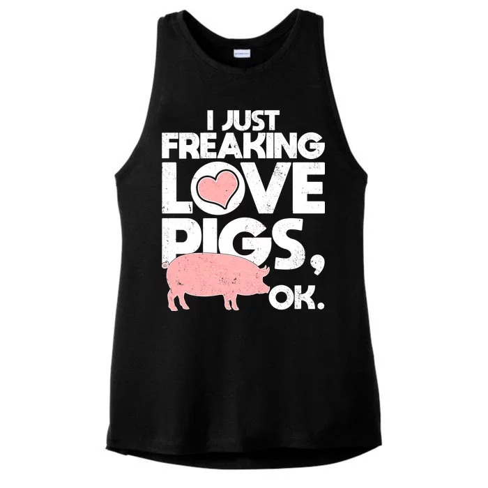 I Just Freaking Love Pigs OK Ladies Tri-Blend Wicking Tank