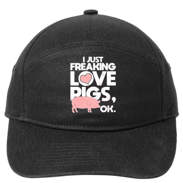 I Just Freaking Love Pigs OK 7-Panel Snapback Hat