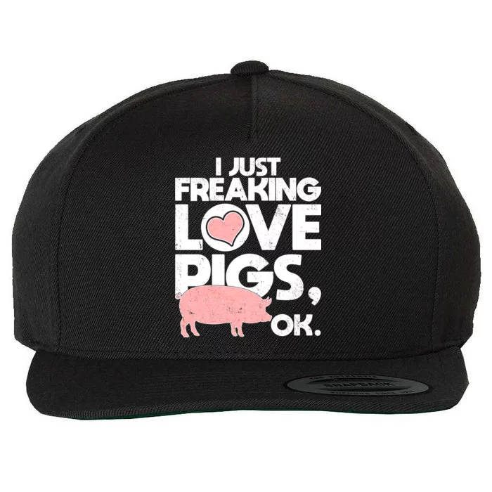 I Just Freaking Love Pigs OK Wool Snapback Cap