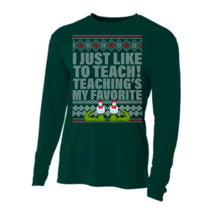 I Just Like To Teach Ugly Christmas Sweaters For Teachers Cooling Performance Long Sleeve Crew