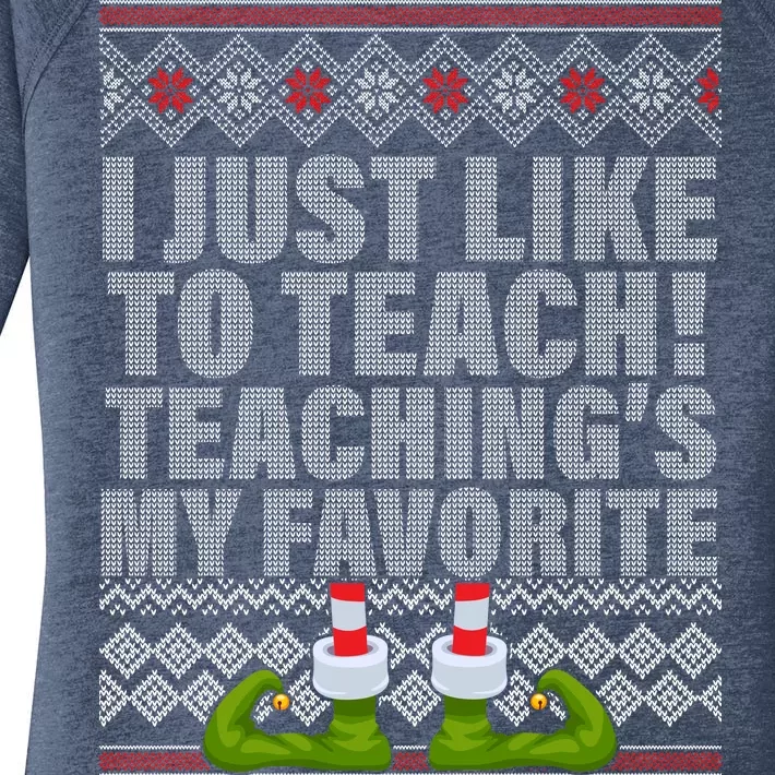 I Just Like To Teach Ugly Christmas Sweaters For Teachers Women's Perfect Tri Tunic Long Sleeve Shirt