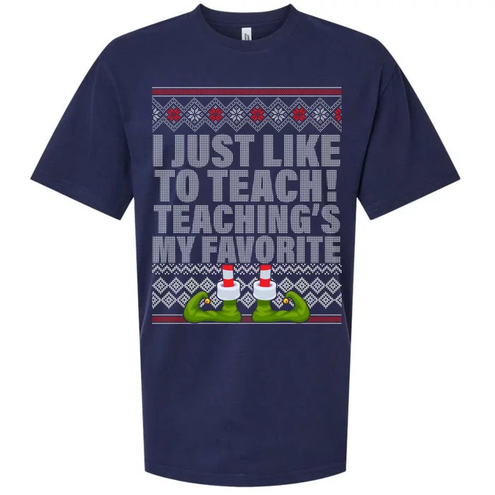 I Just Like To Teach Ugly Christmas Sweaters For Teachers Sueded Cloud Jersey T-Shirt