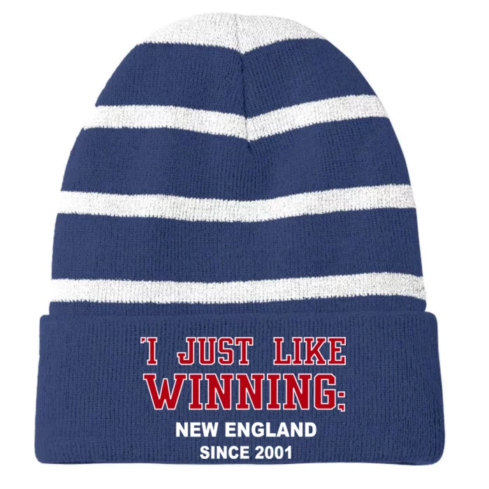 I Just Like Winning New England Striped Beanie with Solid Band