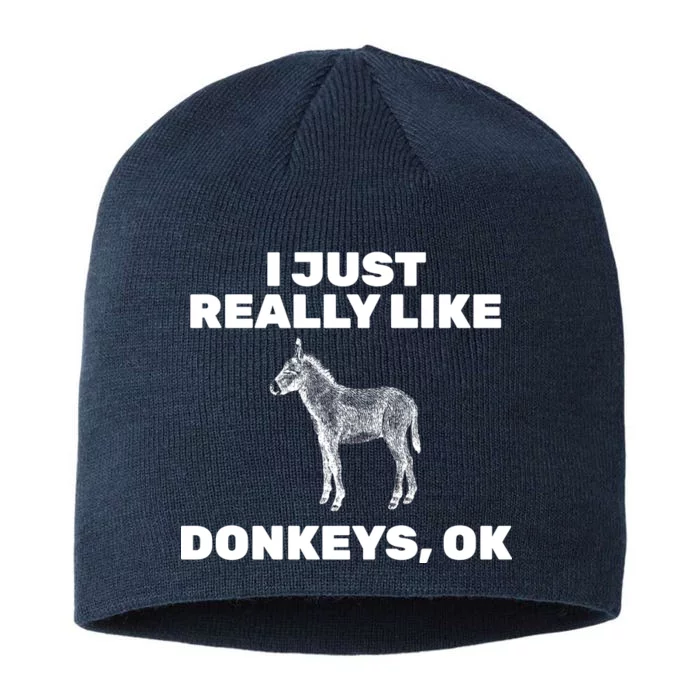 I Just Really Like Donkeys Ok 8 1/2in Sustainable Knit Beanie