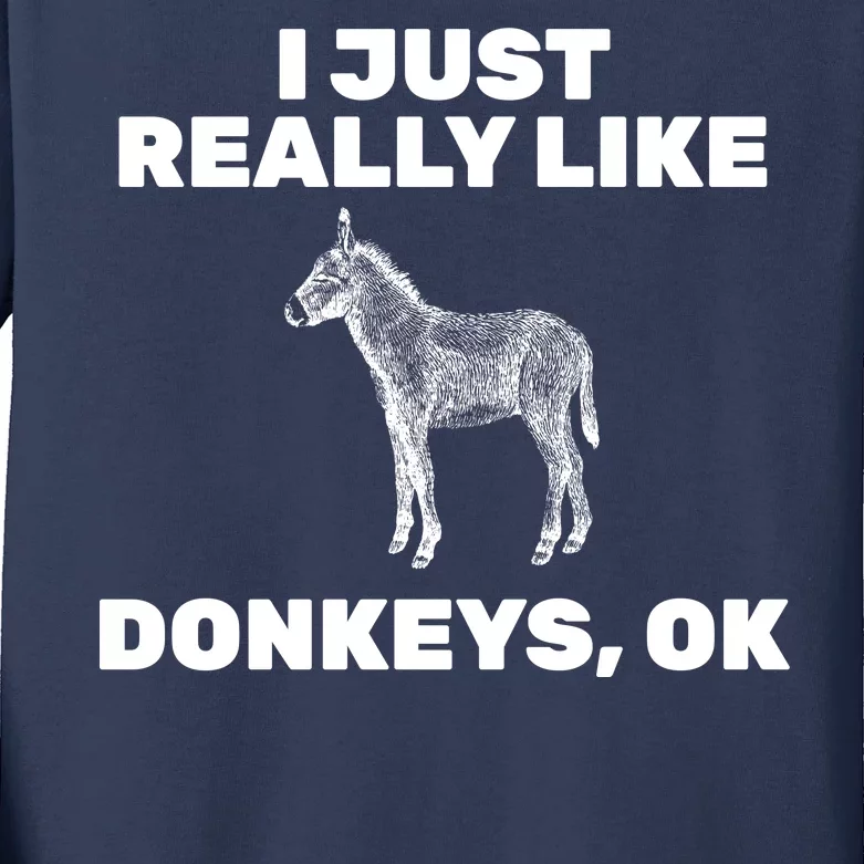 I Just Really Like Donkeys Ok Kids Long Sleeve Shirt