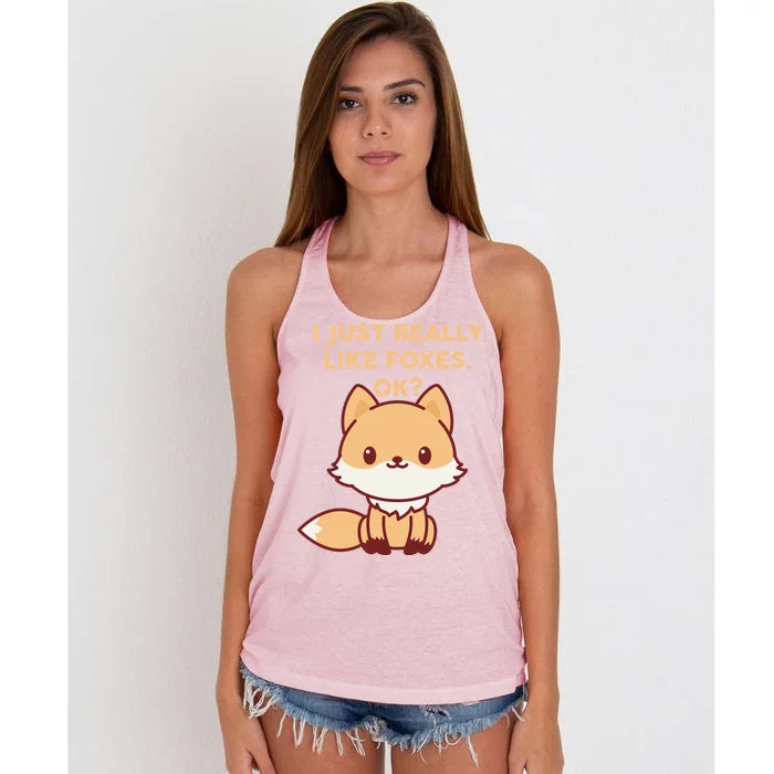 I Just Really Like Foxes OK Women's Knotted Racerback Tank