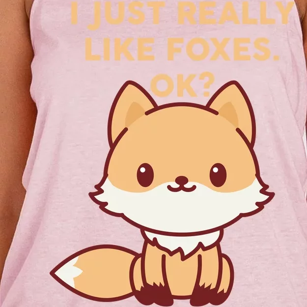 I Just Really Like Foxes OK Women's Knotted Racerback Tank