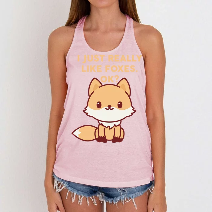 I Just Really Like Foxes OK Women's Knotted Racerback Tank