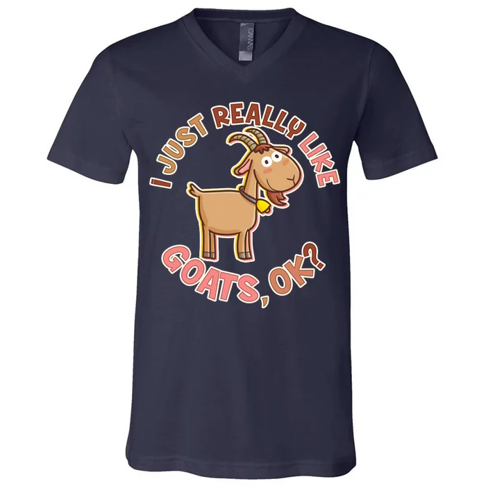 I Just Really Like Goats Ok? V-Neck T-Shirt