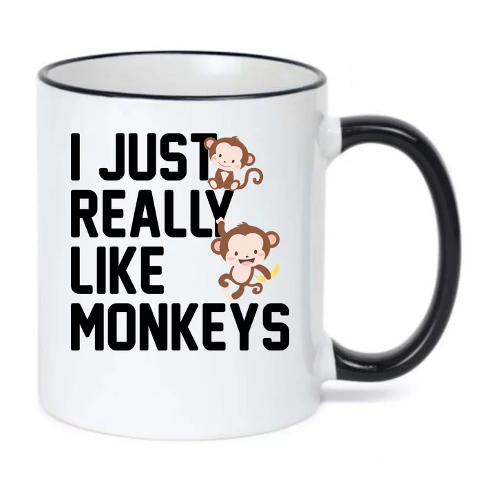 I Just Really Like Monkeys Black Color Changing Mug