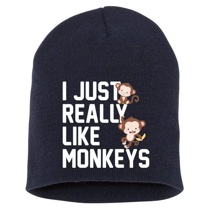 I Just Really Like Monkeys Short Acrylic Beanie