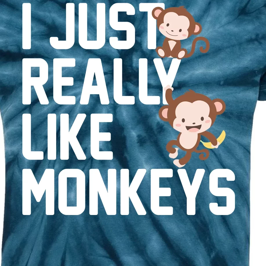 I Just Really Like Monkeys Kids Tie-Dye T-Shirt