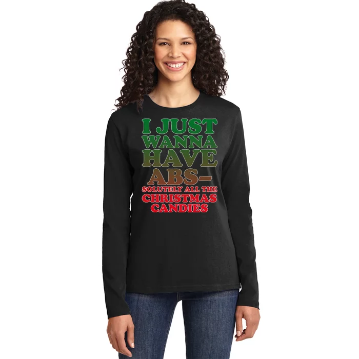 I Just Want Abs Christmas Candles Ladies Long Sleeve Shirt