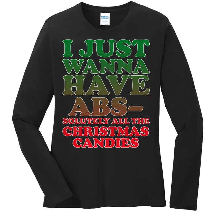 I Just Want Abs Christmas Candles Ladies Long Sleeve Shirt