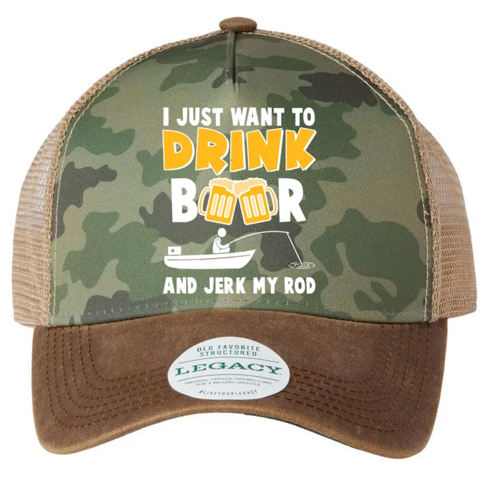 I Just Want to Drink Beer And Jerk My Rod Fishing Legacy Tie Dye Trucker Hat