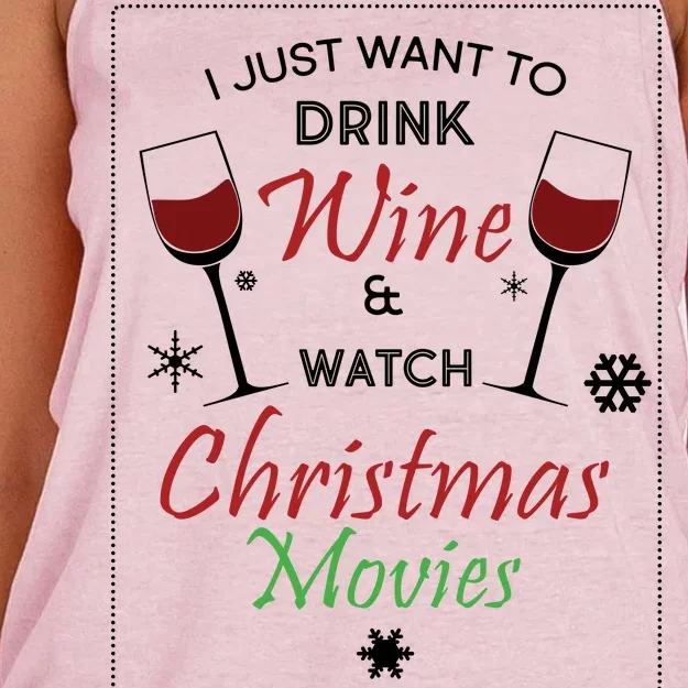 I Just Want To Drink Wine And Watch Christmas Movies Women's Knotted Racerback Tank