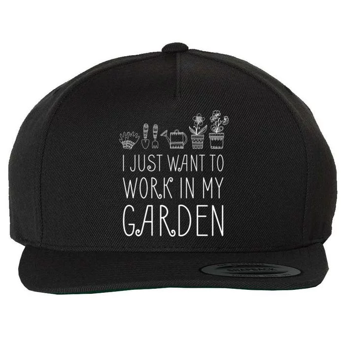 I Just Want To Work In My Garden Wool Snapback Cap